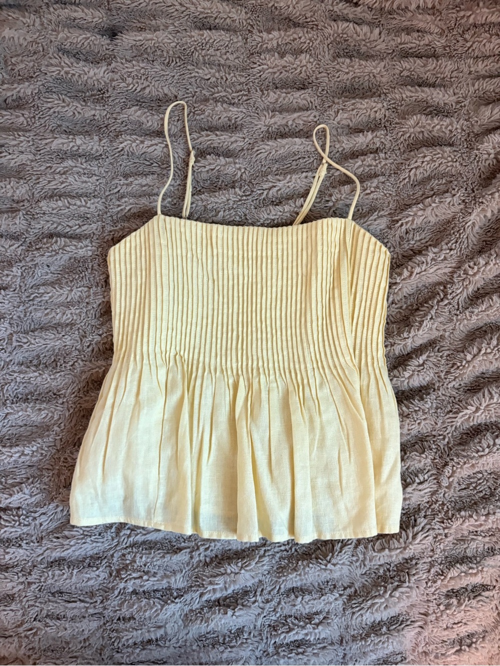 Abercrombie & Fitch Light Yellow Smocked Peplum Cami
